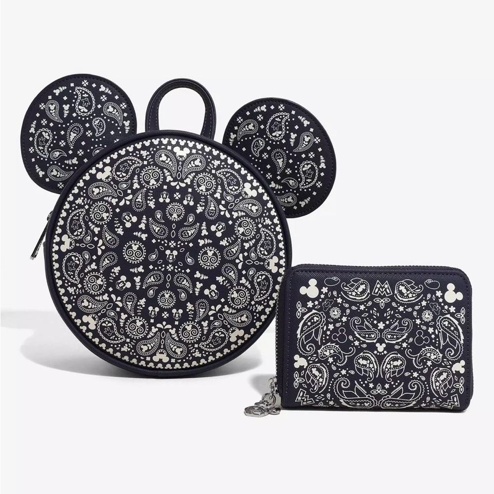 Disney Mickey Mouse Navy Blue Paisley Mini Backpack - Picture 8 of 8